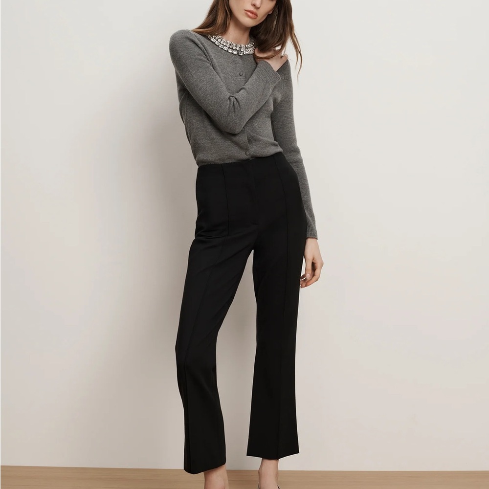 Veronica Beard Black Slim Pintuck Flare Pants